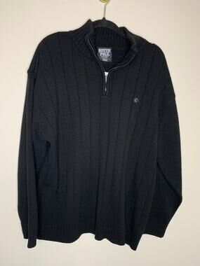 South Pole Black 1/4 Zip Sweater Sz XXL Ribbed Acrylic